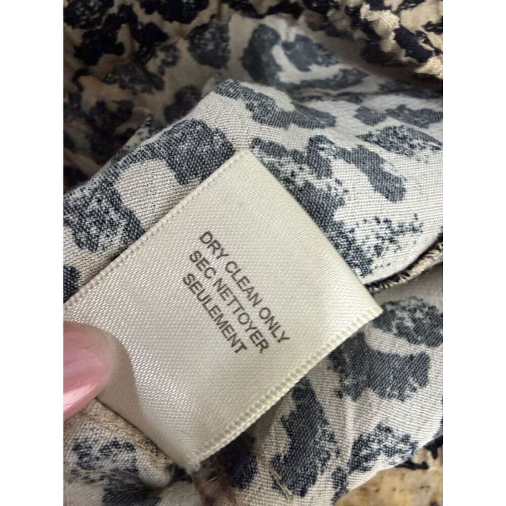 Rebecca Taylor Leopard Print Drawstring Lounge Pants Silk Trim Beige Black S - Picture 6 of 9